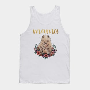 Watercolor Mothers Day Mama Bear with Cub and Flowers Tank Top